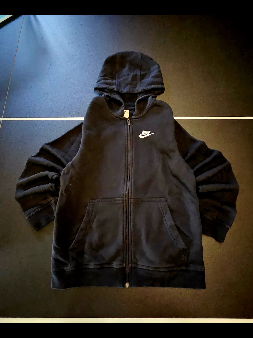 Nike Black Kids Zip-Up Hoodie with White Logo